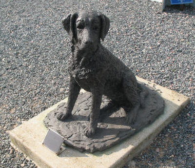 Statue of B.O.B. the Squadron Dog at Battle of Britain Memorial site Folkestone