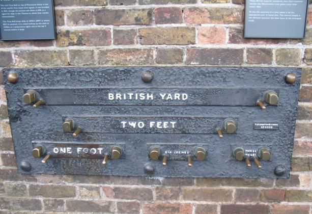 Greenwich Observatory Meridian measurements for inch, foot and yard