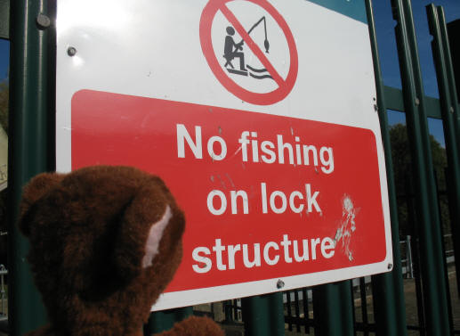 No Fishing sign at Town Lock, Tonbridge
