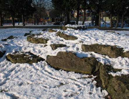 Rocks in snow, Priory Park, Orpington