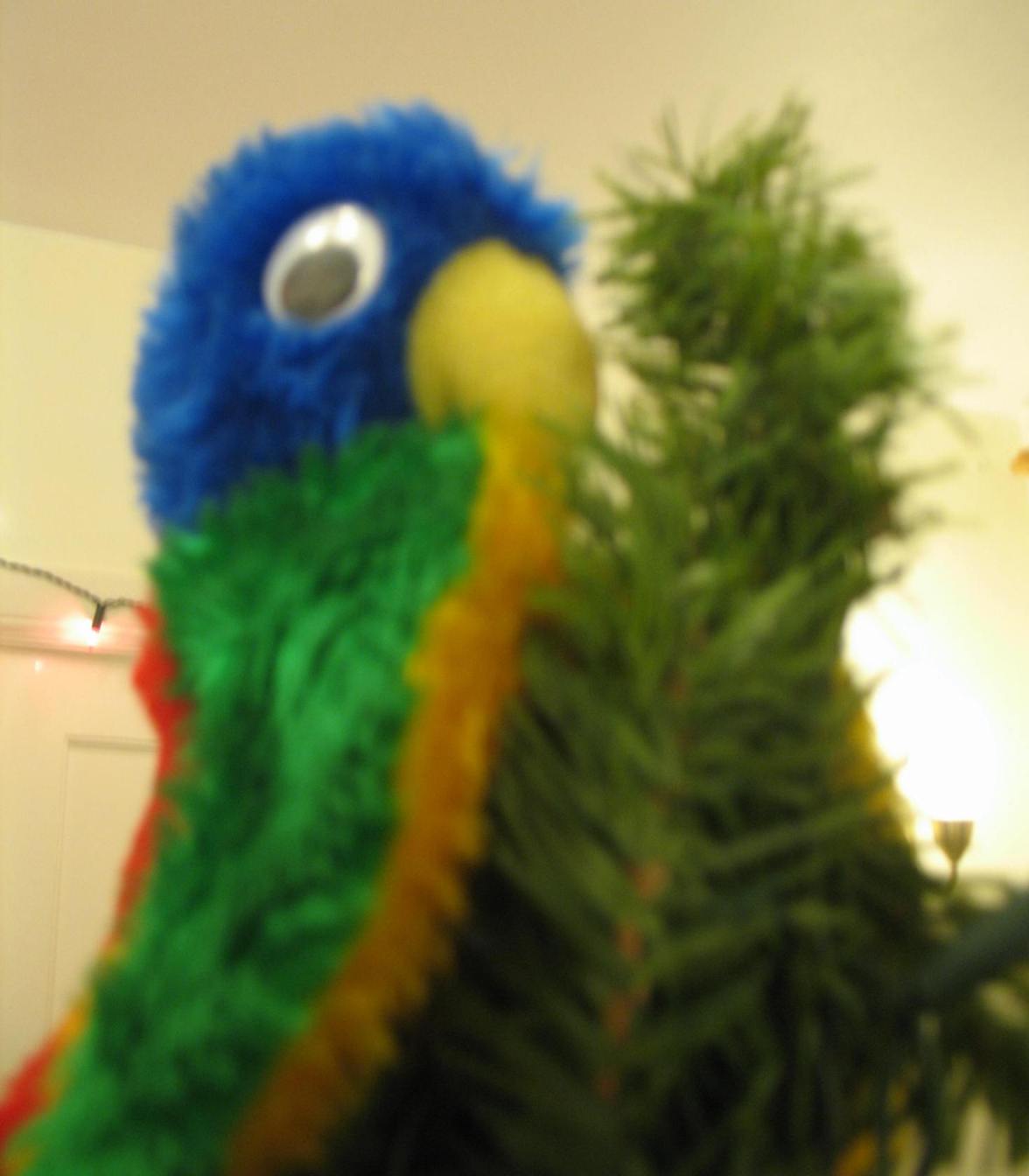 Blue Parrot at the top of the Christmas tree