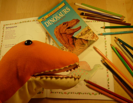 Dino with his dinosaur books