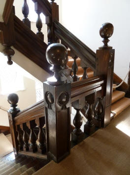 Hall Place Bexleyheath - Staircase with globe finials