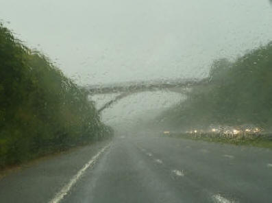 Heavy rain on motorway