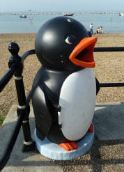 Herne Bay - Black penguin waste bin