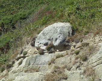 Slipping rock on cliffside