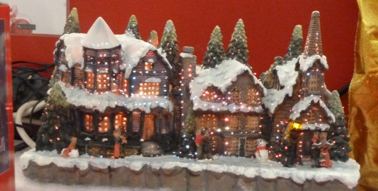 Model village houses lit up