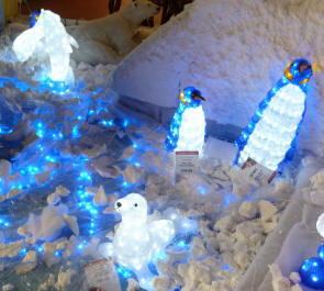 Christmas light penguins
