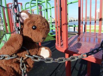 Brown Teddy on climbing frame