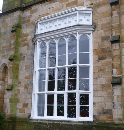 Tonbridge School Christmas tree in window