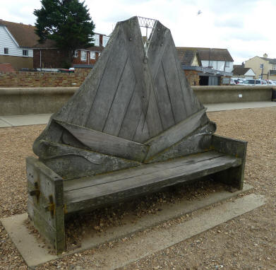 Wooden seafront seat