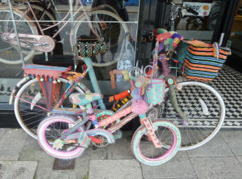 Bikes covered in knitting