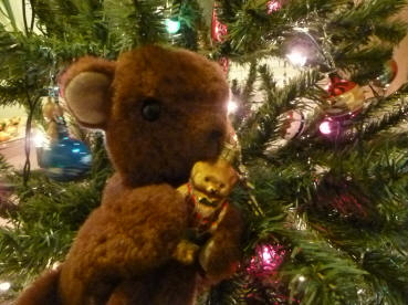 Brown Teddy with bear ornaments