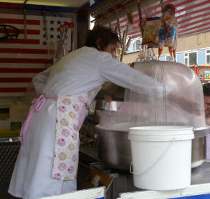 Lady making candy floss