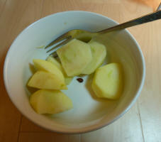 Bowl of apple pieces