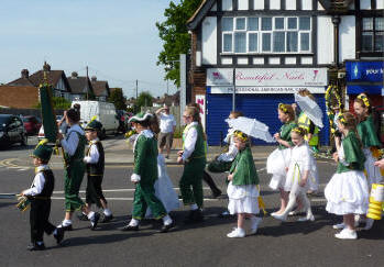 May Queen parade - Queen and retinue