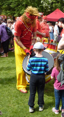 Children trying out the drums