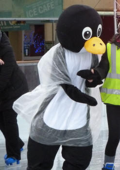 Penguin character on Ruxley ice rink