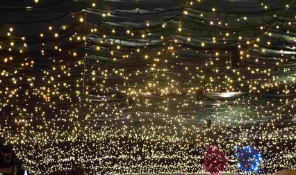 Ruxley Christmas lights on ceiling