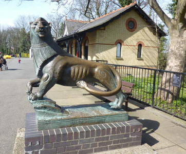 Copper lion statue