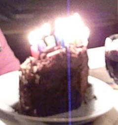 Cake candles lit