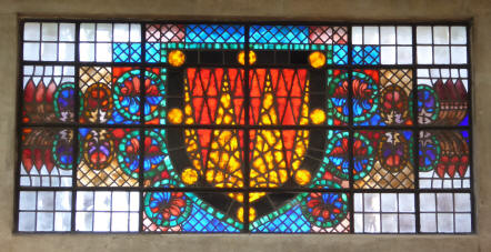 Uxbridge Station stained glass central window