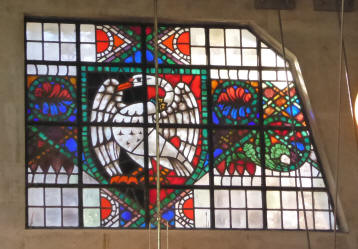 Uxbridge Station stained glass right window