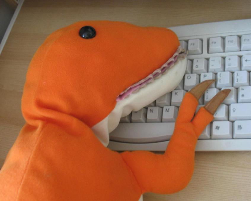 Dino typing with two claws