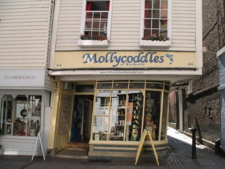 Leaning shop in Rochester High Street