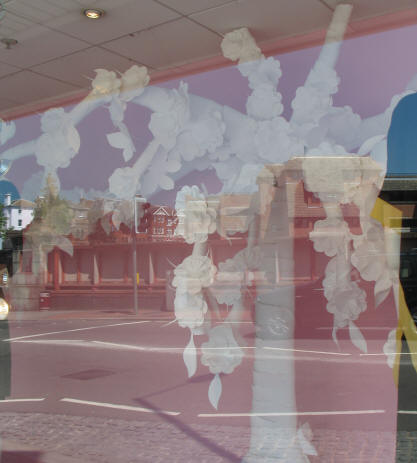 Shop window tree made of white card, Tonbridge Wells