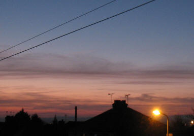 Street lamp just at dawn