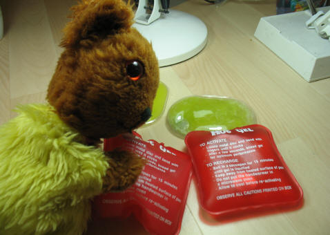 Yellow Teddy with gel hand warmers