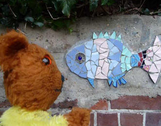 Hastings - Fish mosaic at top of cliff steps