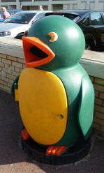 Herne Bay - Green penguin waste bin