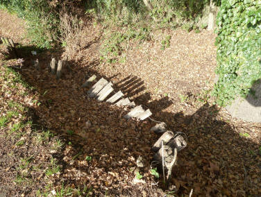 Poverest Recreation Ground - old fence under leaves