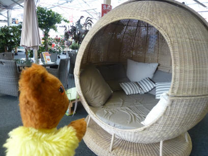 Yellow Teddy with globe wicker seat