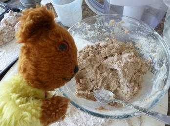 Yellow Teddy making bread