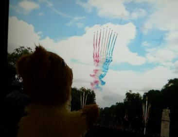 Trooping of the Colour Red Arrows with smoke trails