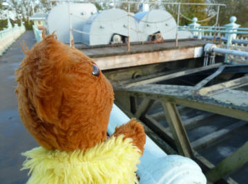 Aerial lock gates on top of the bridge