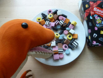 Dino with Liquorice Allsorts