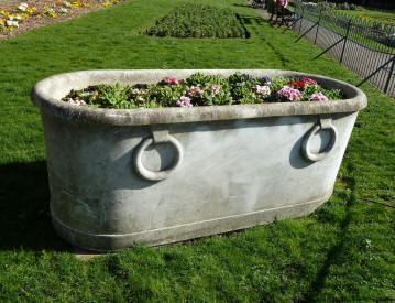 Stone bath with flowers