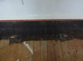 Varnished floorboards