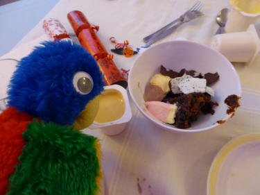 Christmas pudding and ice cream