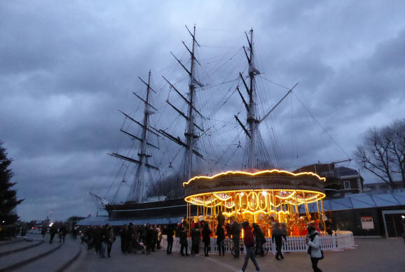 Cutty Sark ship and carousel