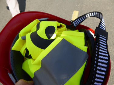 Hat and hi-vis jacket